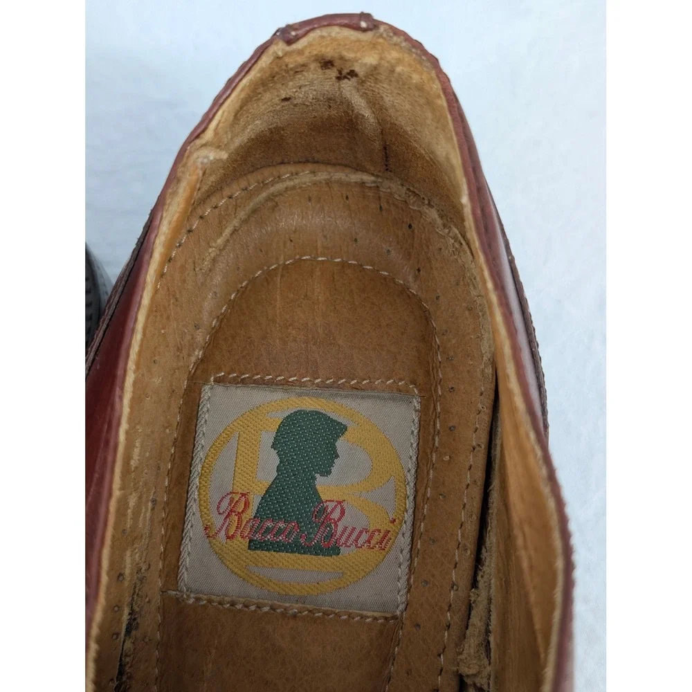 Bacco‎ Bucci Mondial Mens Brown Leather Cap Toe Derby Oxford Shoes Italy Sz 9.5